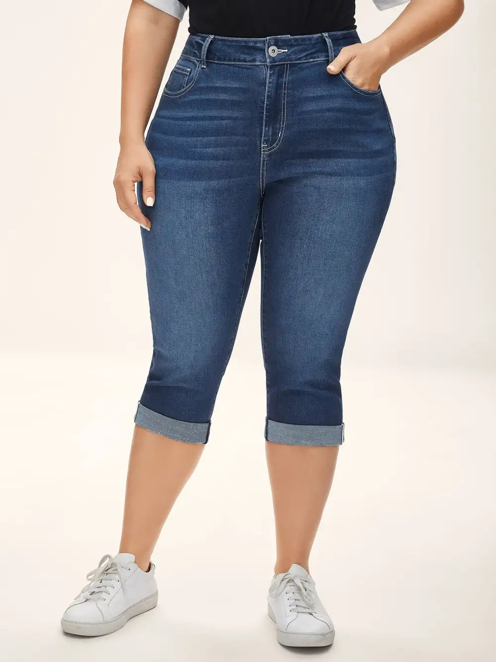Whiskered Wash Crop Skinny-Fit Jeans