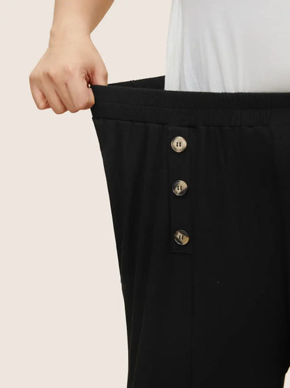 Supersoft Essentials Button Detail Wide Leg Pants