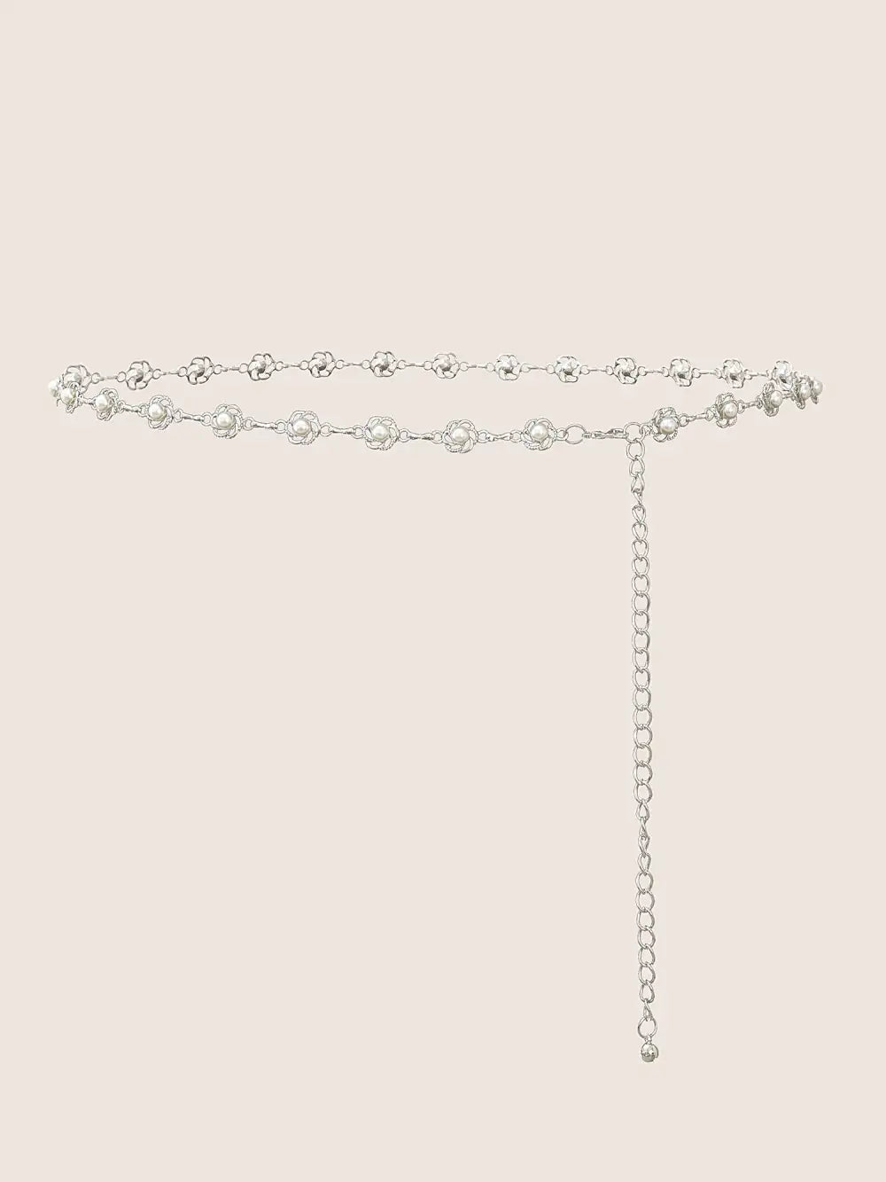 Floral Pearl Beaded Chain Belt