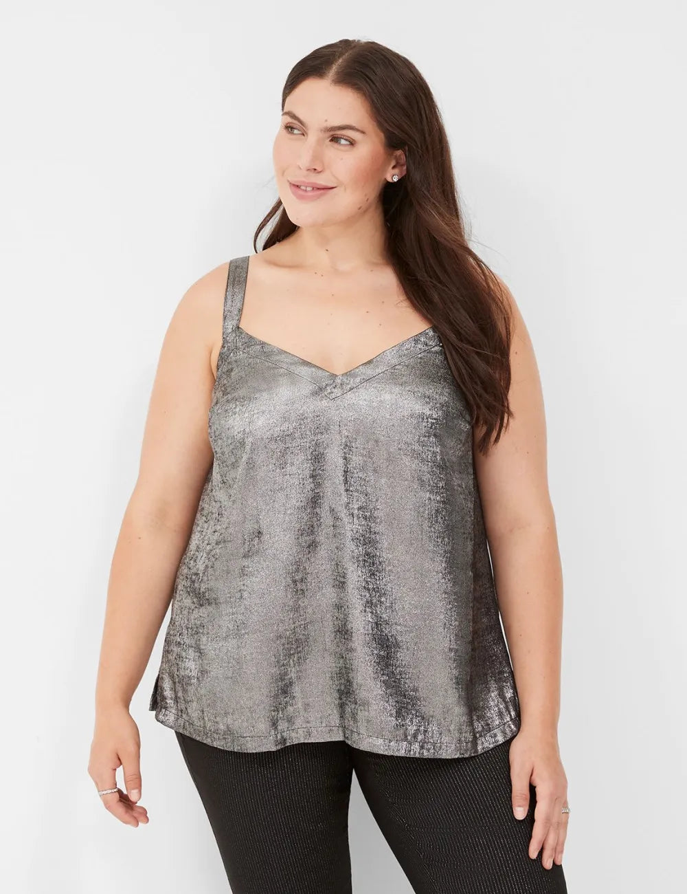Relaxed V-Neck Satin Slip Cami