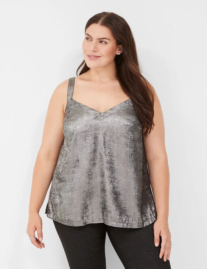 Relaxed V-Neck Satin Slip Cami