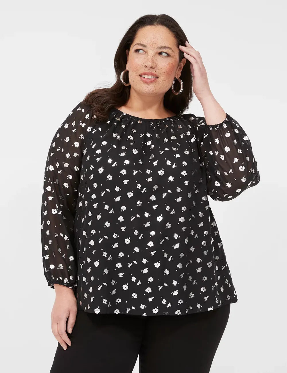 Swing Chiffon Boatneck Blouse