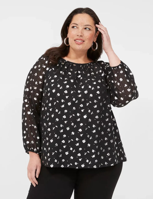 Swing Chiffon Boatneck Blouse