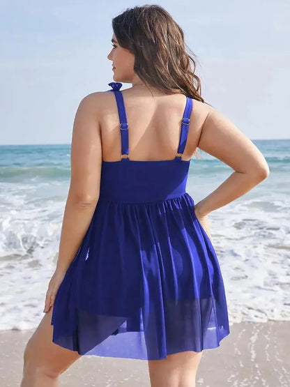 Sculpt Waist Ruched Split Hem Swim Dress