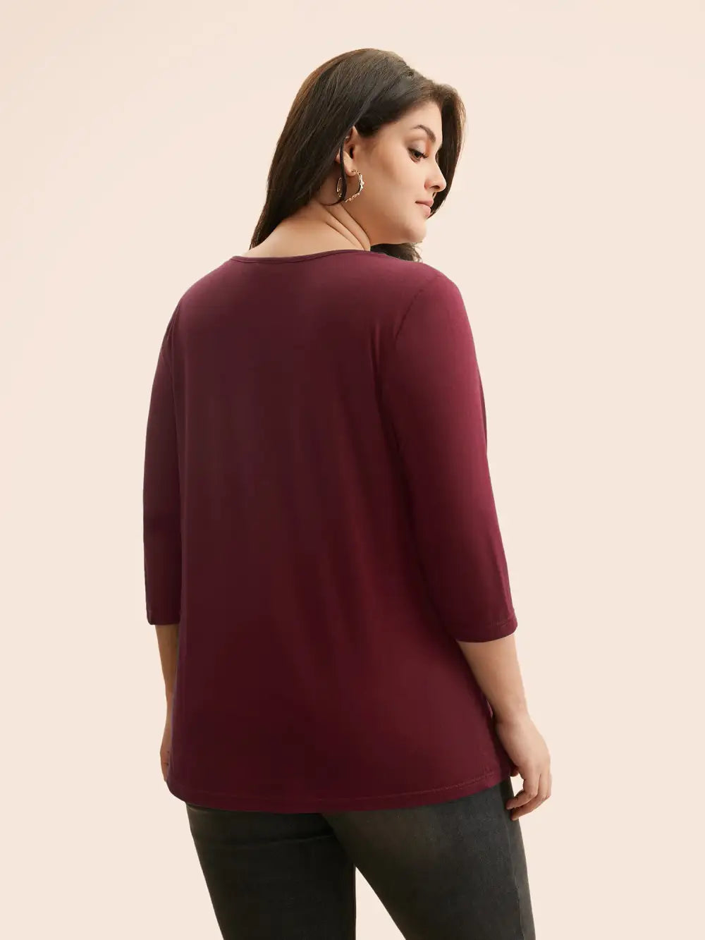 V Neck Embroidered Patchwork Gathered T-Shirt