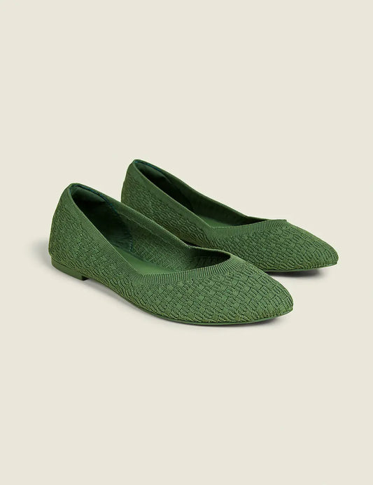 Stretch Knit Pointed Toe Ballet Flat