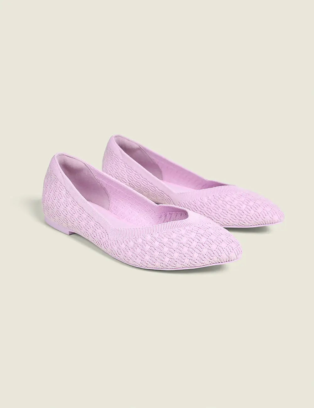 Stretch Knit Pointed Toe Ballet Flat
