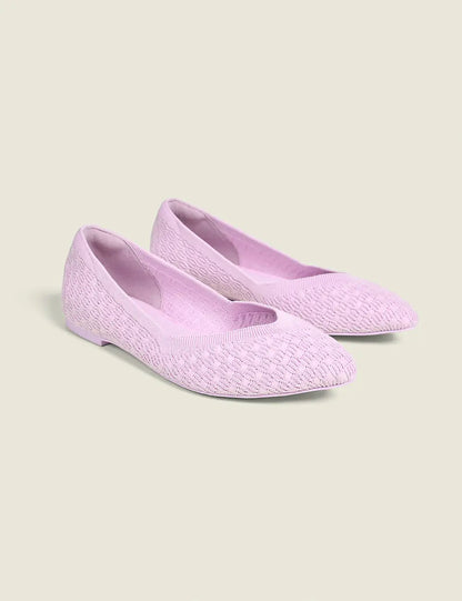Stretch Knit Pointed Toe Ballet Flat