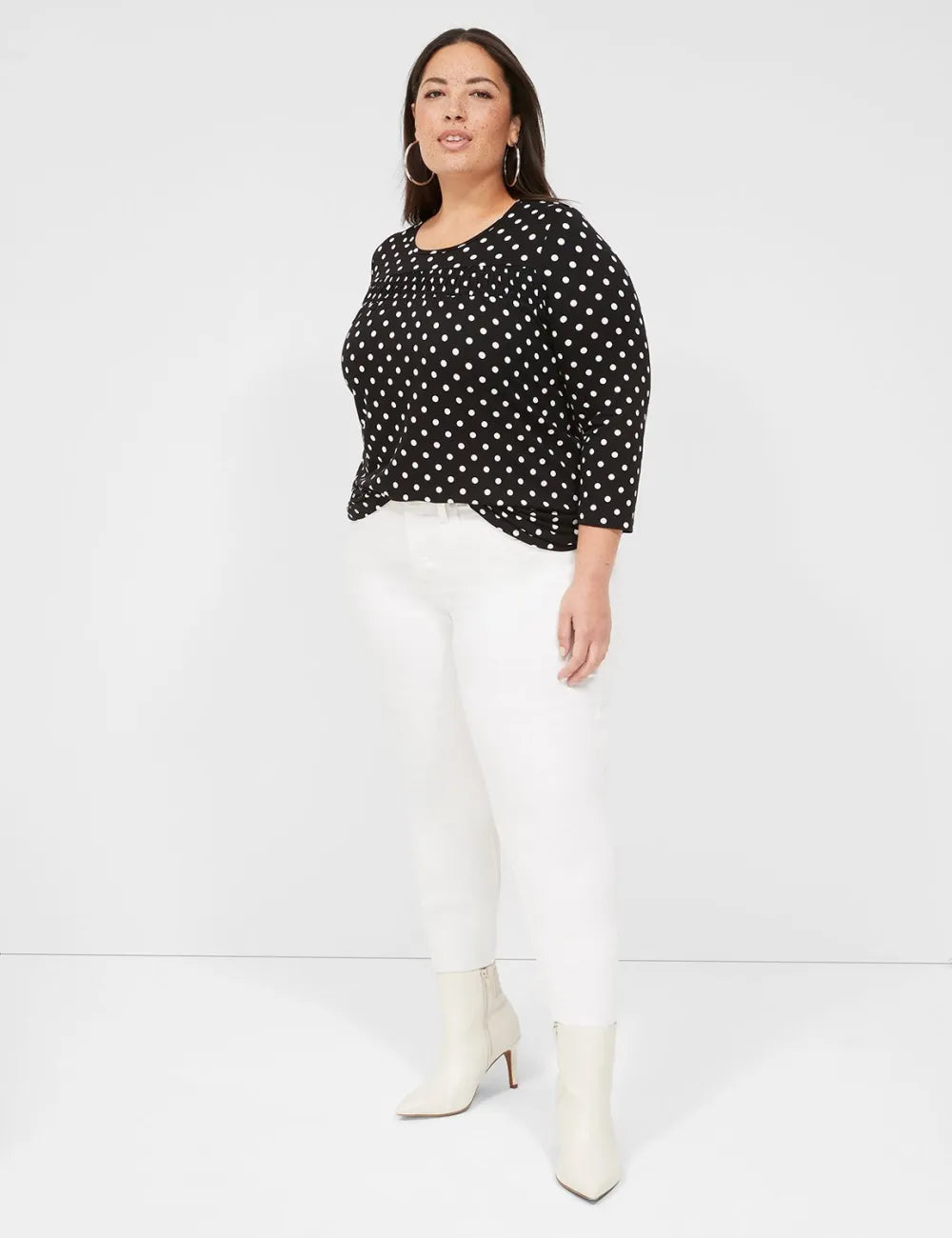 Swing 3/4-Sleeve Smocked Yoke Top