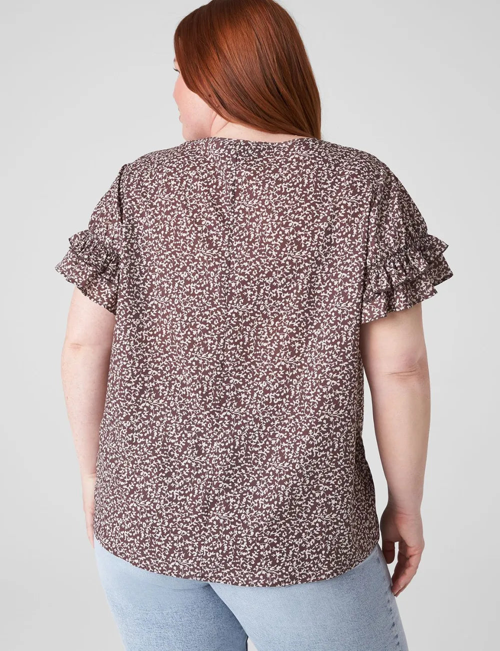 Flutter-Sleeve Crew-Neck Top