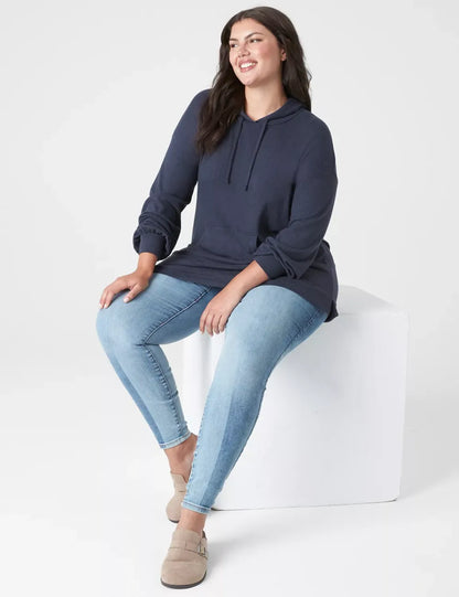 Relaxed Blouson-Sleeve Hacci Hoodie