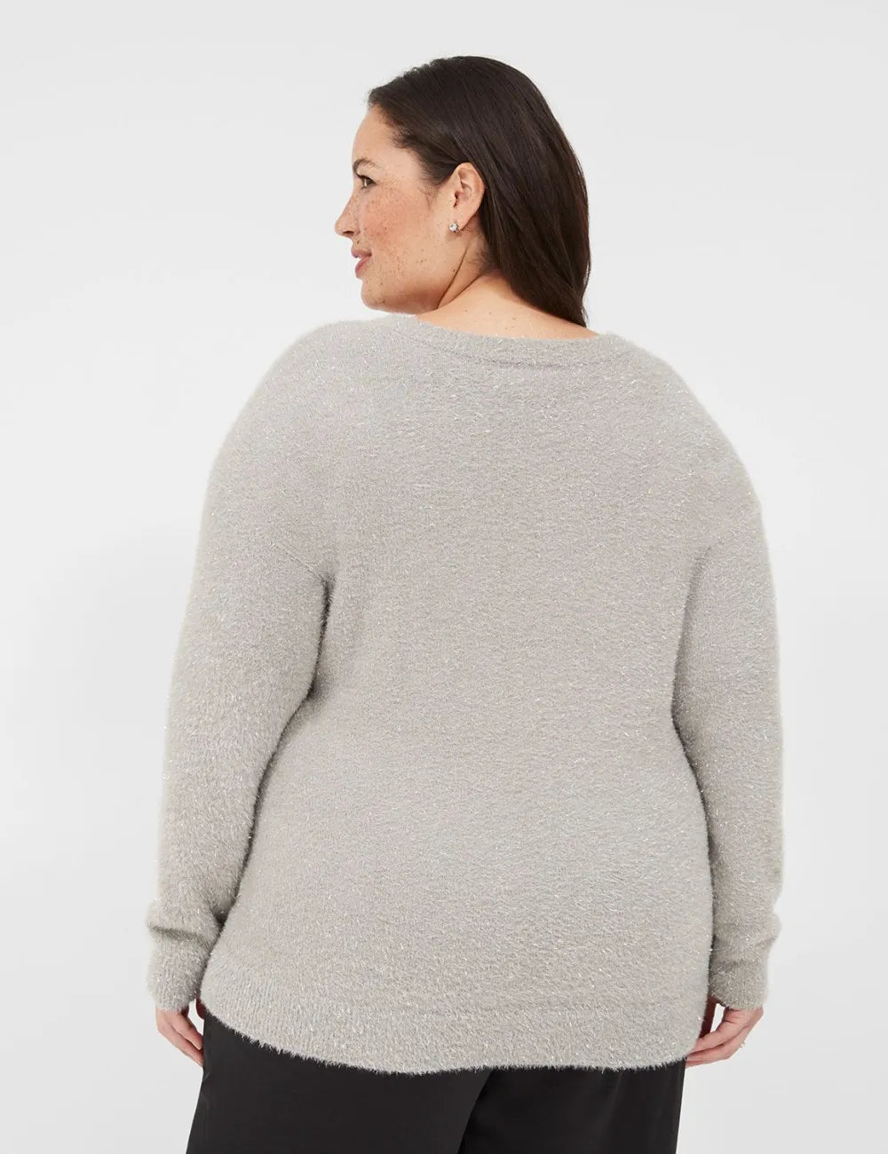 Lurex Crew-Neck Eyelash Sweater