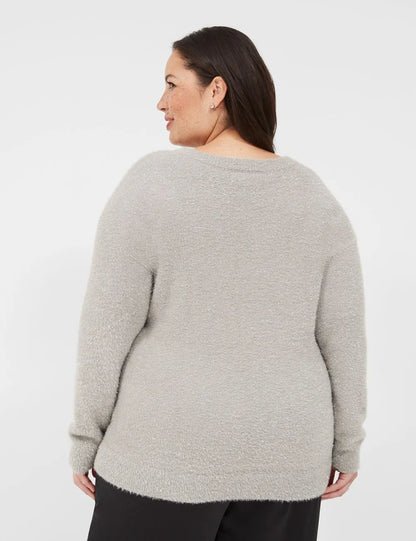 Lurex Crew-Neck Eyelash Sweater