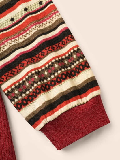 Festive Striped Raglan Sleeves Sweatshirt