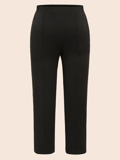 Solid Elastic Waist Pocket Leggings