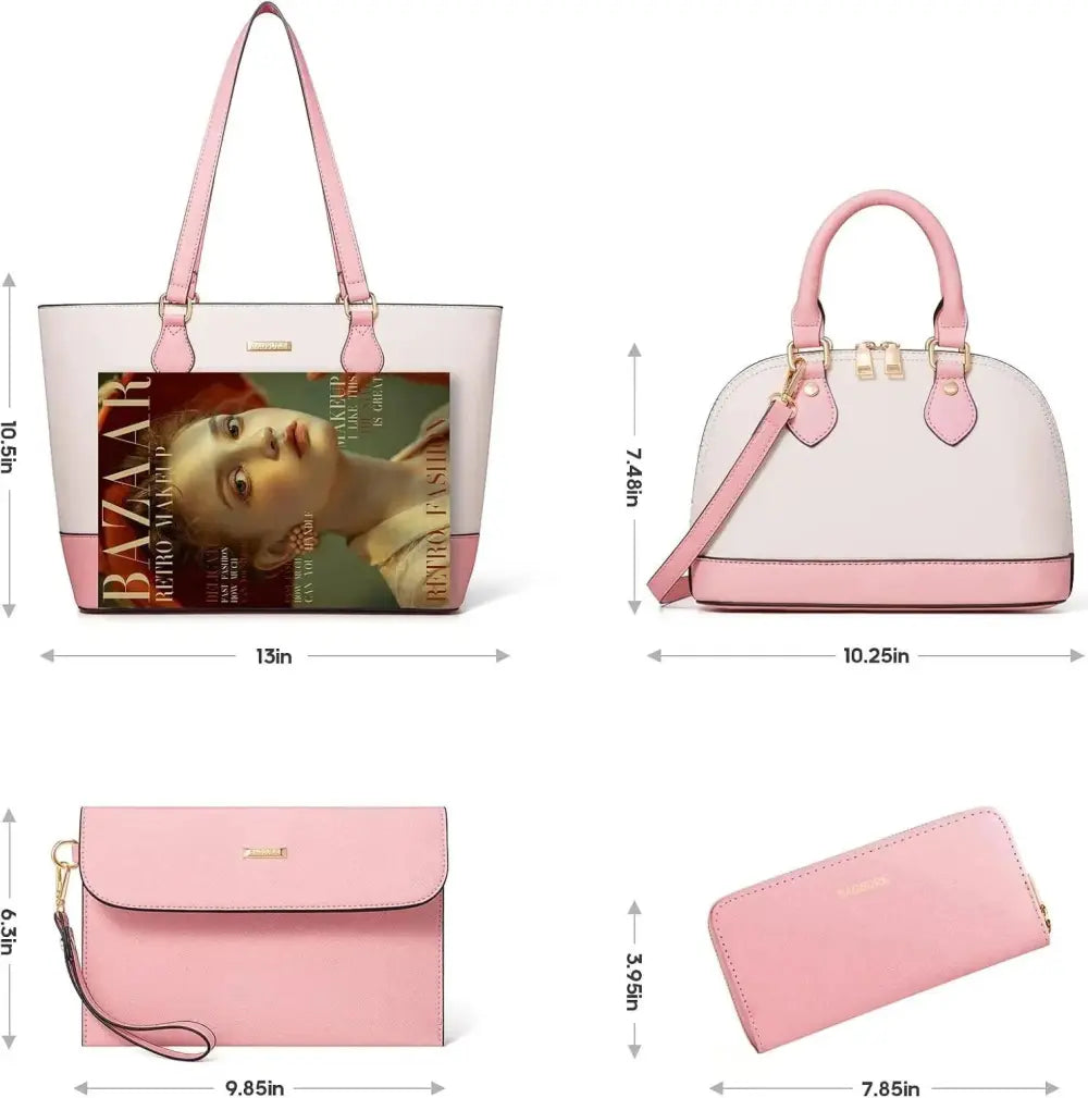 4PCS Women Fashion Handbags Purses Wallet Tote Shoulder Bags