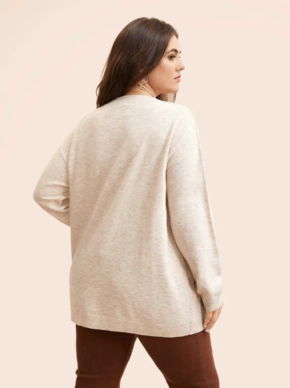 Round Neck Pearl Beaded Pullover