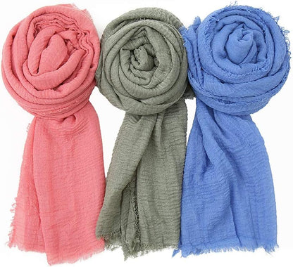 Soft Cotton Hemp Scarf Wrap Long Hijab Scarves for Women