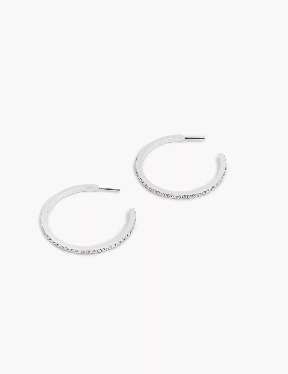 Pave Hoop Earrings Layered In Real Gold Or Silver