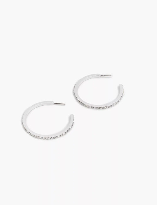 Pave Hoop Earrings Layered In Real Gold Or Silver