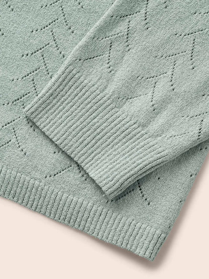 Texture V Neck Lightweight Pullover