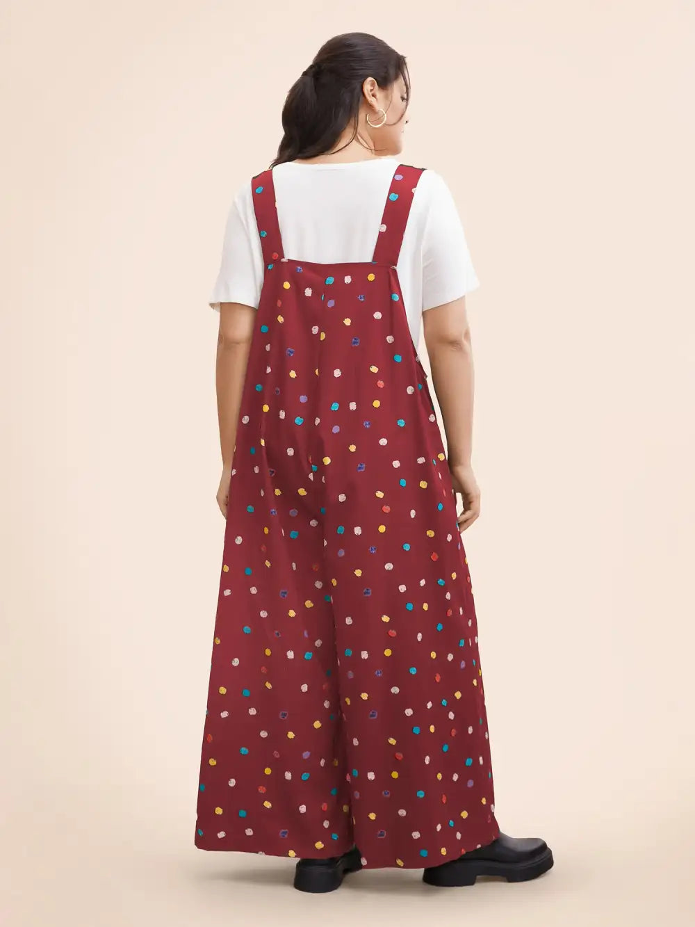 Painted Polka Dot Adjustable Straps Jumpsuit