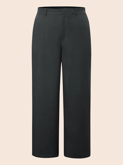Mid Rise Textured Wide Leg Pants