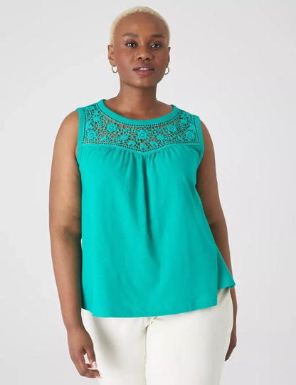 Swing Lace-Yoke Tank Top