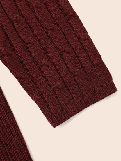 Cable Knit Fit-And-Flare Midi Sweater Dress