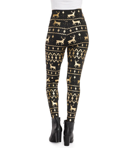 Black and Gold Fair Isle High Waisted Leggings