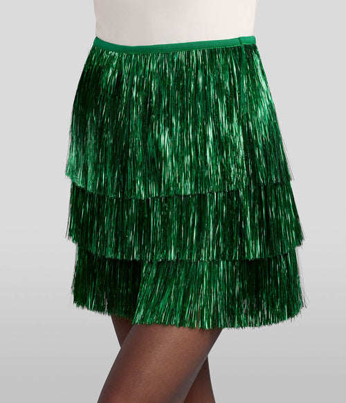 Women's Green Tinsel Fringe Shorts