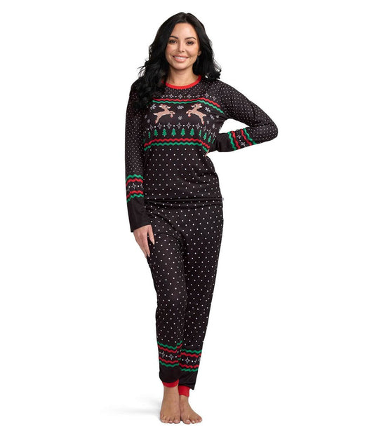 Women's Fair Isle Rudolph Crew Neck Pajama Set