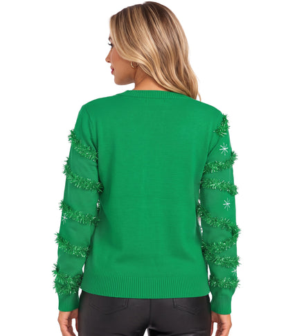 Women's Gaudy Garland Ugly Christmas Cardigan Sweater