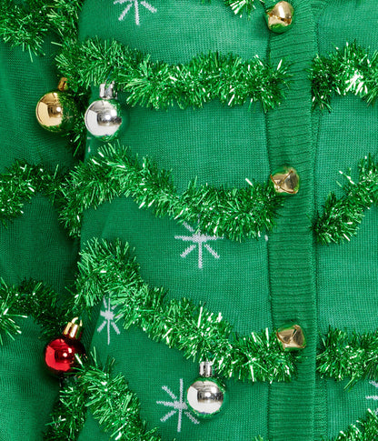 Women's Gaudy Garland Ugly Christmas Cardigan Sweater