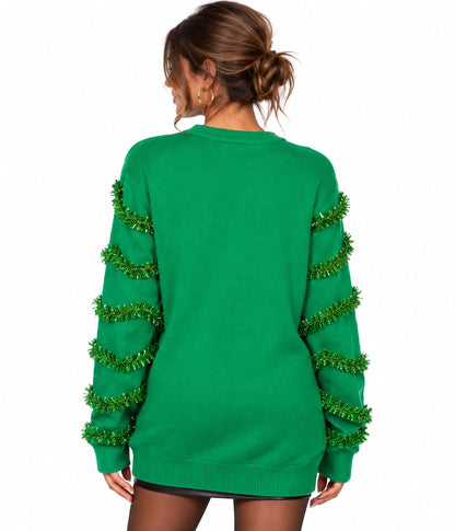 Women's Gaudy Garland Oversized Christmas Sweater