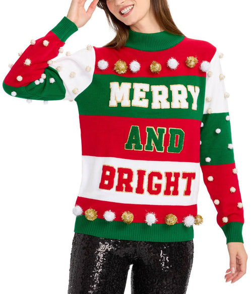 Women's Merry and Bright Turtleneck Christmas Sweater