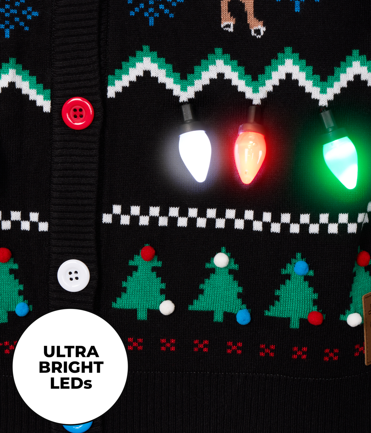 Women's Fair Isle Rudolph Light Up Christmas Cardigan Sweater