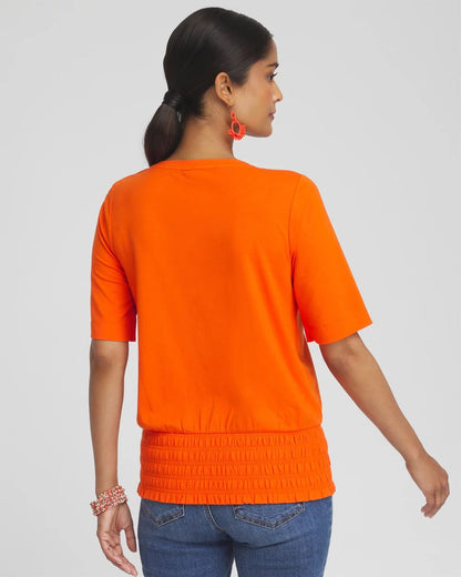 Touch of CoolTM Smocked Waist Tee