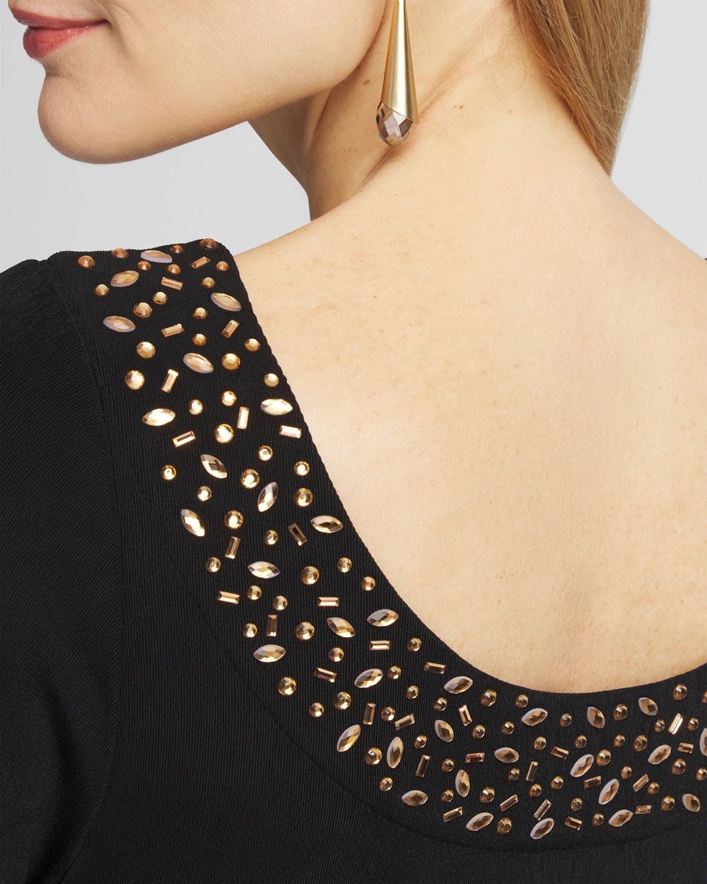 TravelersTM Rhinestone Scoopback Midi Dress