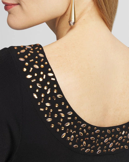 TravelersTM Rhinestone Scoopback Midi Dress