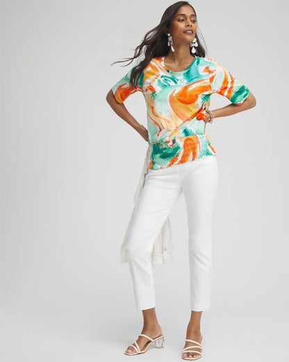 Touch of CoolTM Abstract Smocked Waist Tee