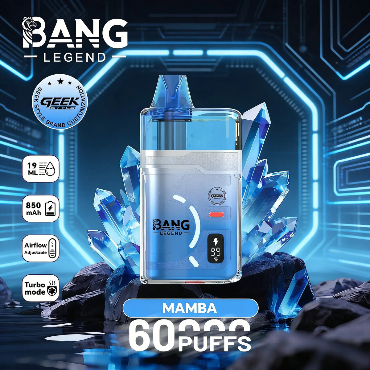 Bang Legend Geek 60000 60K Puffs Airflow Adjustable & Turbo Mode Disposable Vape