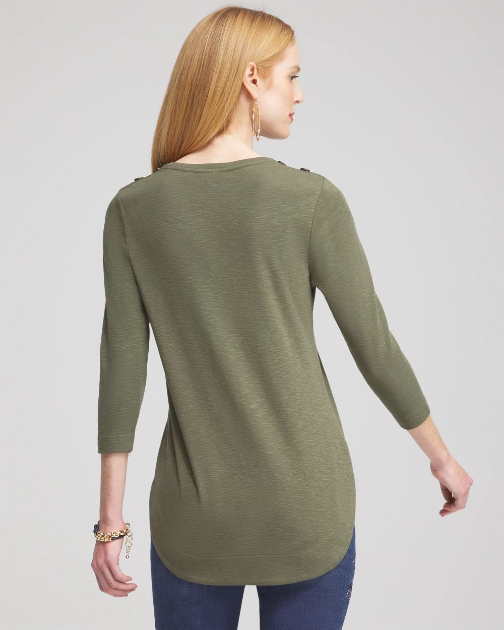 Button Trim Ribbed Tunic