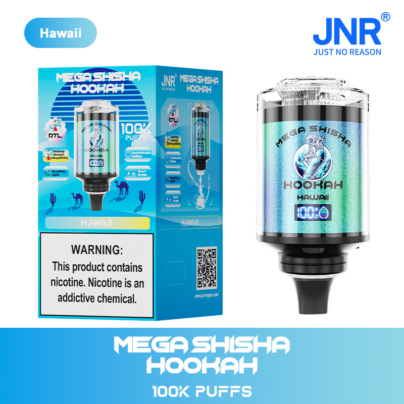 JNR Mega Shisha Hookah 100000 100K Puffs Large Capacity LED Display Disposable Vape