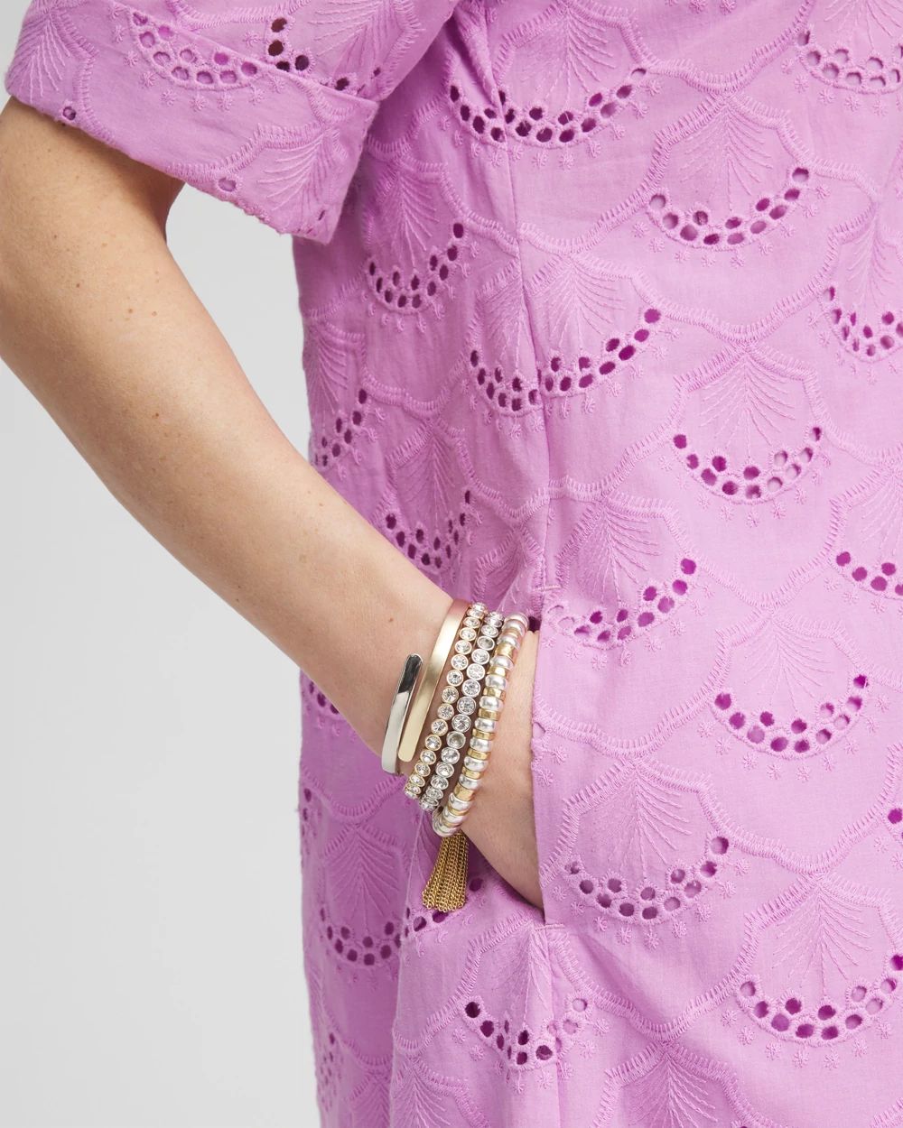 Eyelet Popover Dress