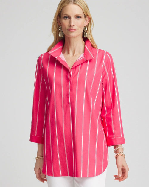 No IronTM Stripe Buttonback Tunic