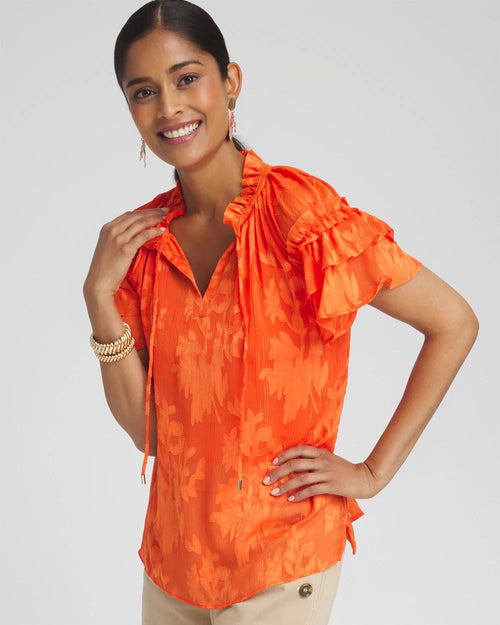 Chiffon Ruffle Neck Blouse