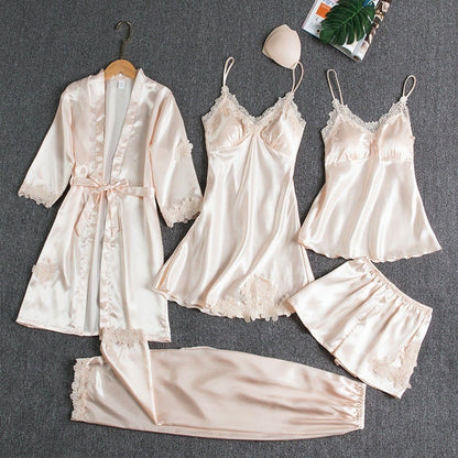 Emirae - Five-Piece Ice Silk Nightgown