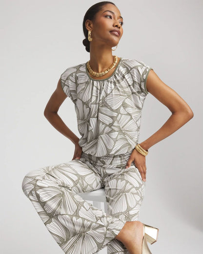 TravelersTM Abstract Leaf Print Knit Top