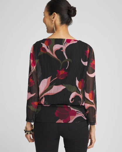 Textured Mesh Banded Hem Top